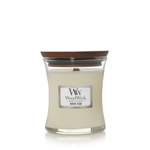 WoodWick® White Teak kis üveggyertya 85 g