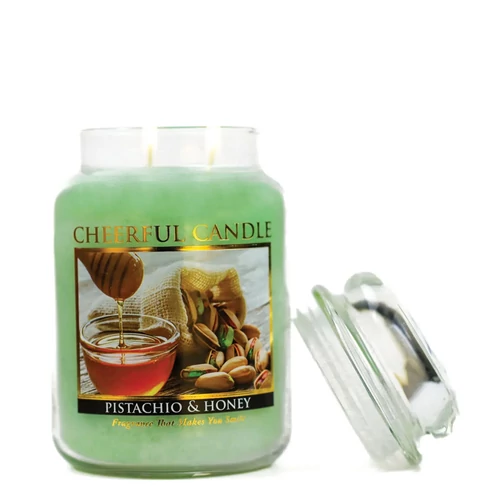 Cheerful Candle® Pistachio & Honey nagy üveggyertya 680 g
