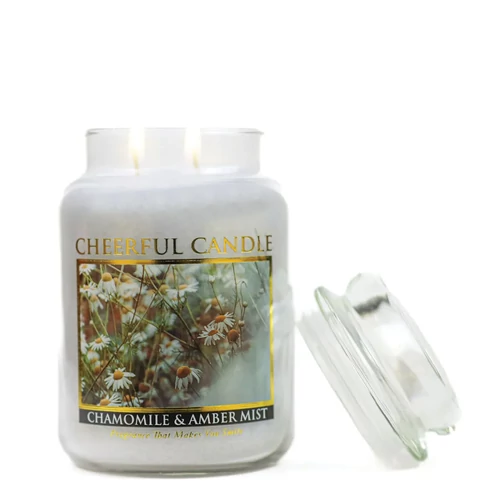 Cheerful Candle® Chamomile & Amber Mist nagy üveggyertya 680 g