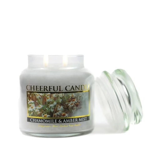 Cheerful Candle® Chamomile & Amber Mist közepes üveggyertya 454 g