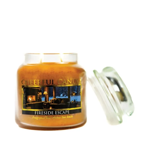 Cheerful Candle® Fireside Escape közepes üveggyertya 454 g