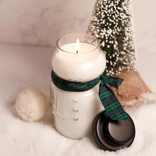 Cheerful Candle® Snowman Candy Cane nagy üveggyertya 850 g