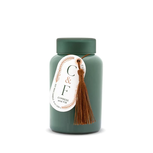 Cypress & Fir zöld üveggyertya zöld fedővel