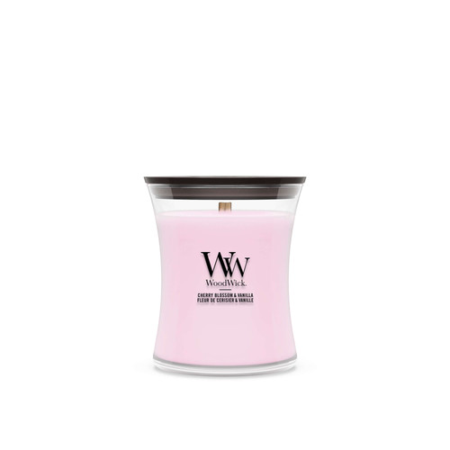 WoodWick® Cherry Blossom & Vanilla közepes üveggyertya 275 g