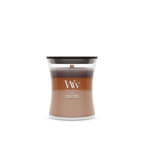 WoodWick® Radiant Cashmere Trilogy közepes üveggyertya 275 g