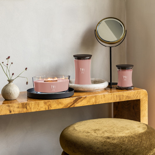 WoodWick® Rose Blush közepes üveggyertya 275 g