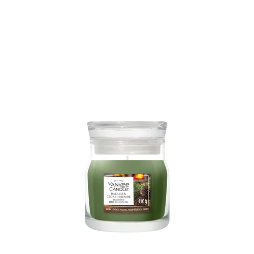 Yankee Candle® Balsam &amp; Cedar Fireside Signature kis üveggyertya 110 g