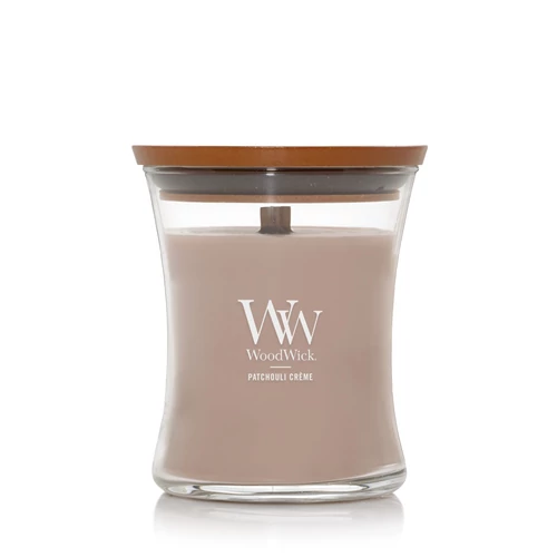 WoodWick® Patchouli Créme közepes üveggyertya 275 g