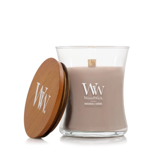 WoodWick® Patchouli Créme közepes üveggyertya 275 g