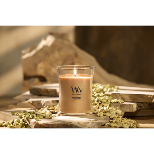 WoodWick® Golden Bourbon közepes üveggyertya 275 g