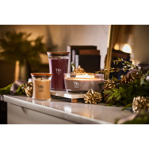 WoodWick® Golden Bourbon közepes üveggyertya 275 g
