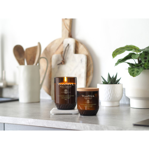 WoodWick® Tomato Leaf & Basil ReNew nagy üveggyertya 368 g